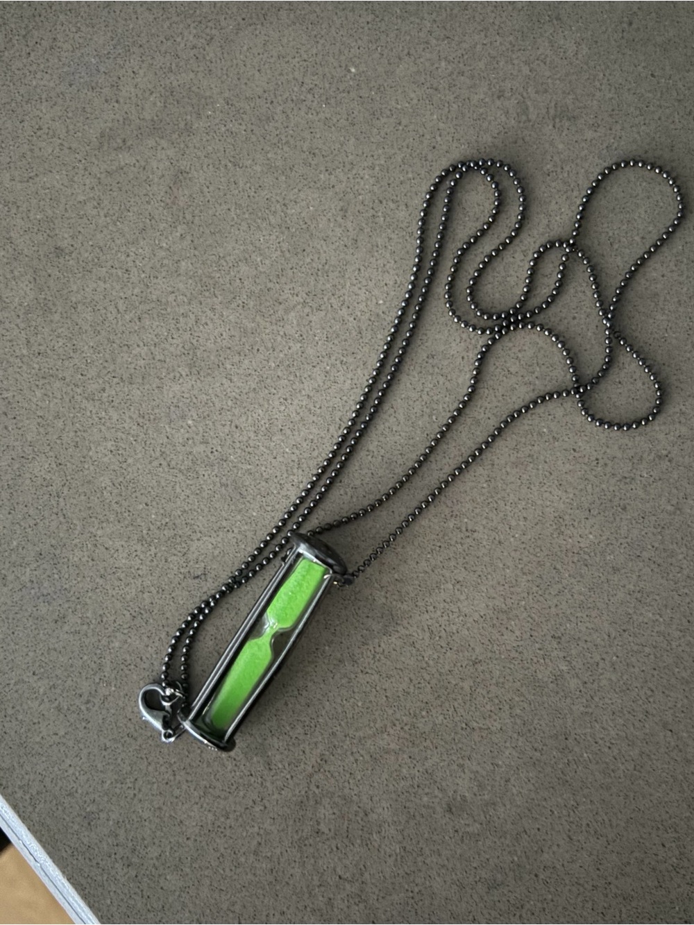 Marc Jacobs Green Hourglass Pendant Necklace with Gunmetal Chain
